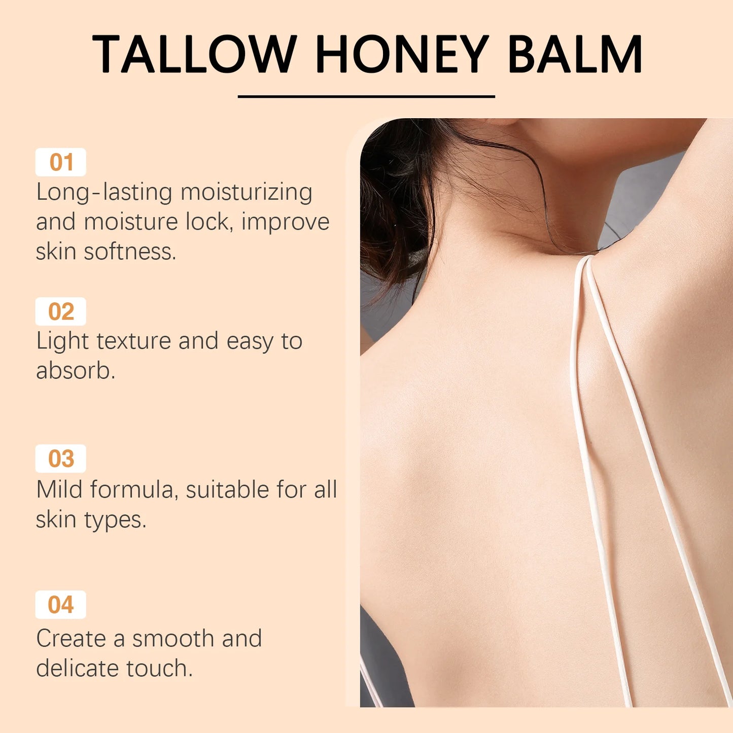 Beef Tallow Honey Cream – Brightening & Firming Moisturizing Body Lotion